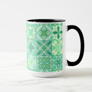 Taza Baldosas orgánicas en blanco y verde
