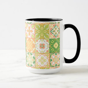 Taza Baldosas orgánicas en verde y amarillo