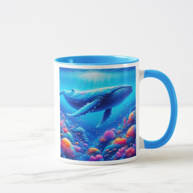 Taza Baleine majestueuse nageant dans un récif. (Derecha)