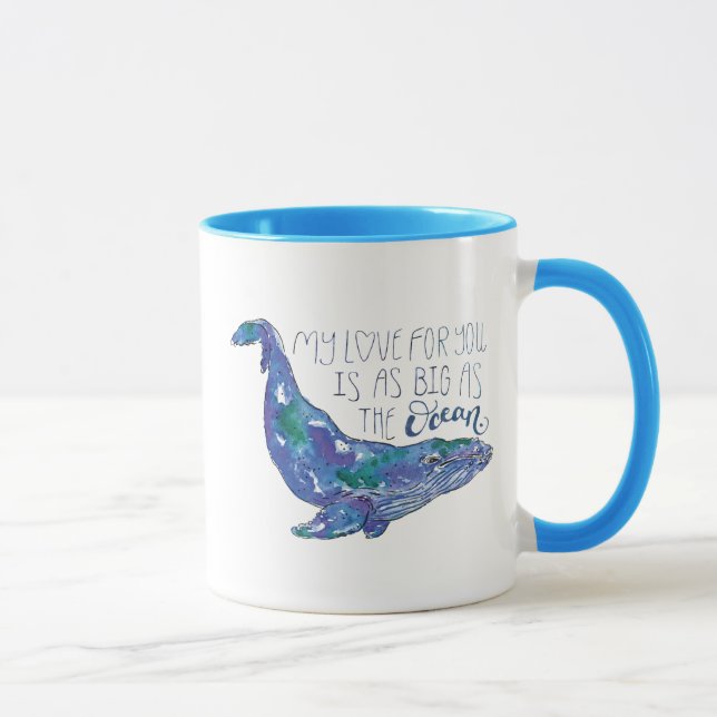 Taza Ballena acuarela - Amor tan grande como el océano (Derecha)