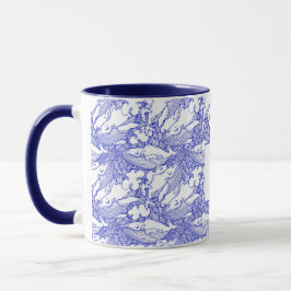 Taza Ballena Monogramada Azul Y Blanca De Rescate