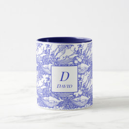 Taza Ballena Monogramada Azul Y Blanca De Rescate