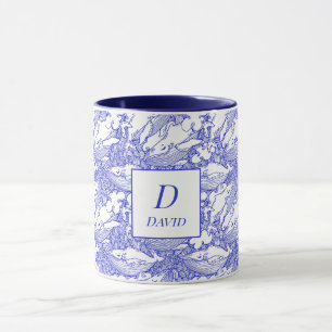 Taza Ballena Monogramada Azul Y Blanca De Rescate