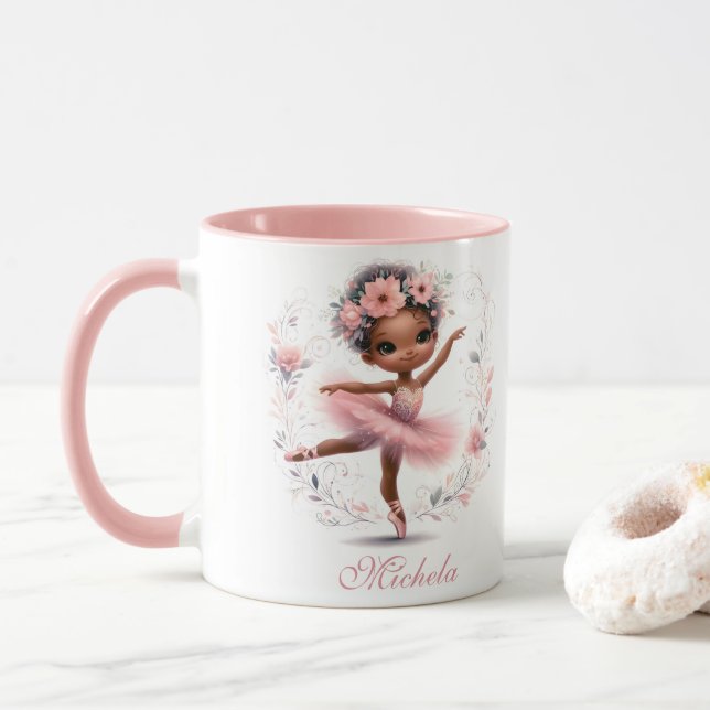 Taza Ballerina negra feliz cumpleaños (Con donut)