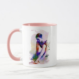 Taza Ballerina rosa acuarela arte contemporáneo