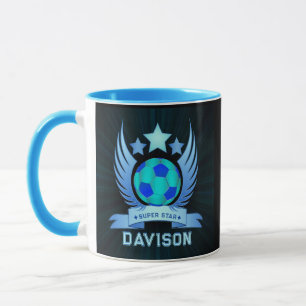 Taza Balón de Fútbol Azul Neon Regalos Personalizados
