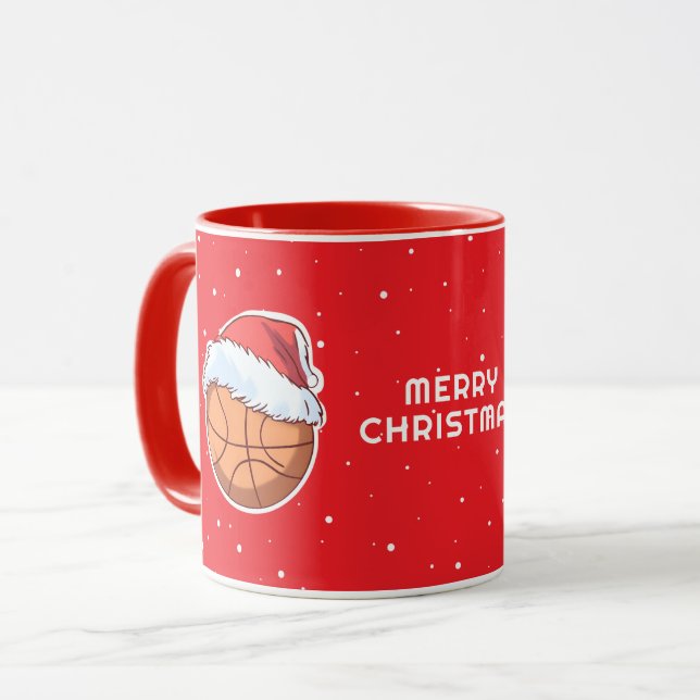 Taza Baloncesto Red Santa Hat Feliz Navidad (Anverso izquierdo)