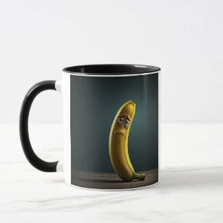 Taza banana graciosa cara triste
