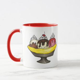 Taza Banana Split Ice Cream Shoppe Sundae Sunday Funday