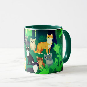 Taza Banda de gatos, felinos en el bosque