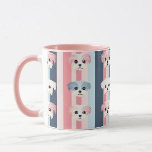 Taza Banda de perro aguda rosa y azul