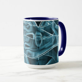 Taza Banda superpuesta curvada azul resaltada por el re