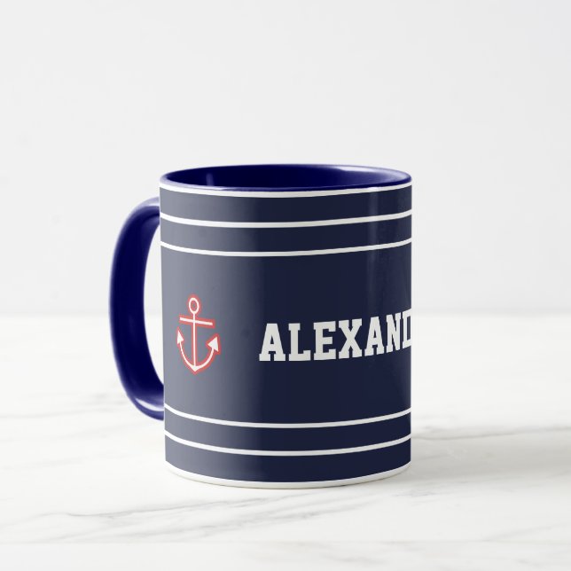 Taza Bandas blancas azules de la Marina Náutica (Anverso izquierdo)