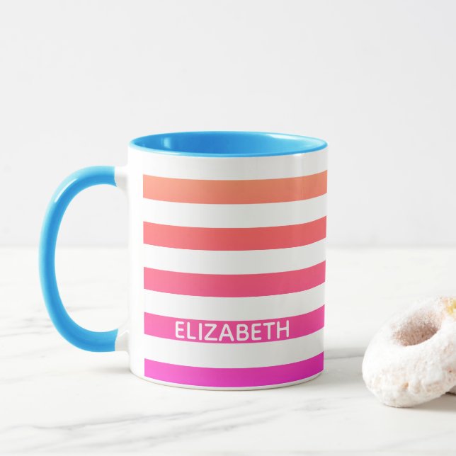 Taza Bandas de degradado de Sunset naranja y rosa (Con donut)