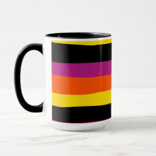 Taza Bandas desiguales - Negro, rosa, Naranja y amarill