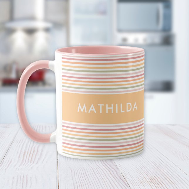 Taza Bandas luminosas modernas (mug with stripes and name)