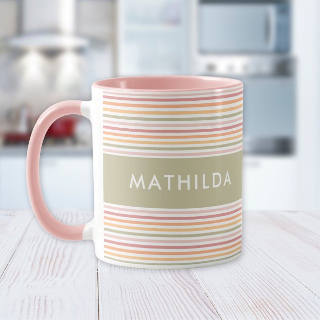 Taza Bandas luminosas modernas (mug with stripes and name)