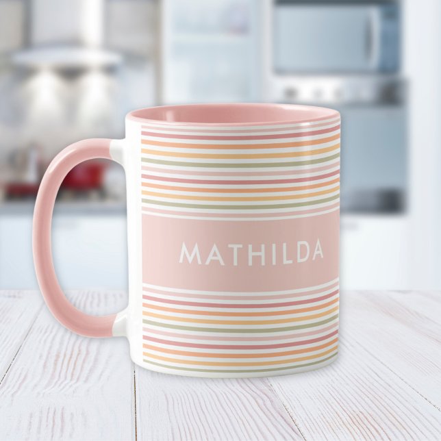 Taza Bandas luminosas modernas (mug with stripes and name)