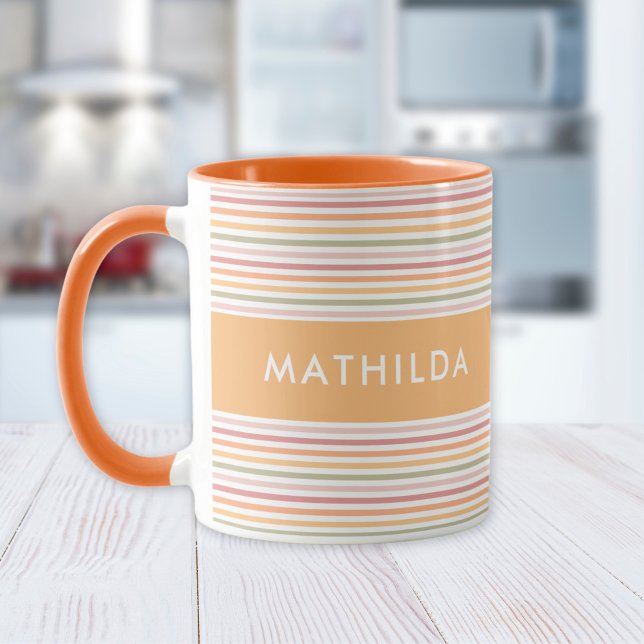 Taza Bandas luminosas modernas (mug with stripes and name)