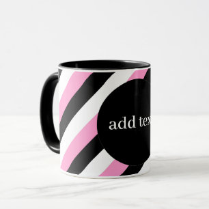 Taza Bandas negras, blancas y rosas
