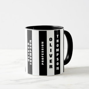 Taza Bandas negras grandes y modernas elegantes