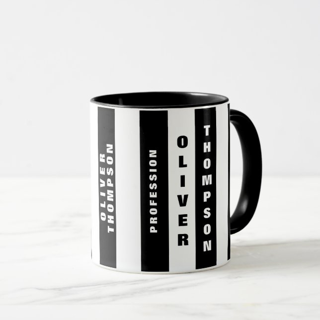 Taza Bandas negras grandes y modernas elegantes (Anverso derecho)