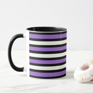 Taza Bandas negras, púrpura y blanca