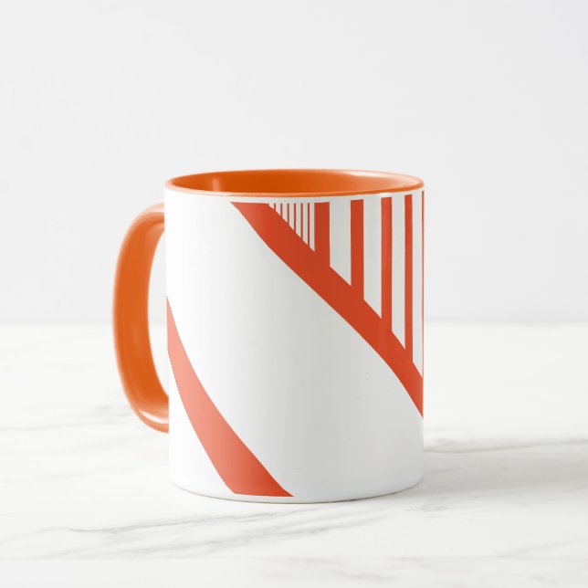 Taza Bandas triangulares - Naranja y blanco (Anverso izquierdo)