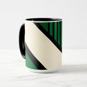 Taza Bandas triangulares: verde, crema y negro