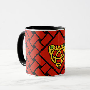 Taza Bandas y tejidos dorados/rojos/negros, nudo celta