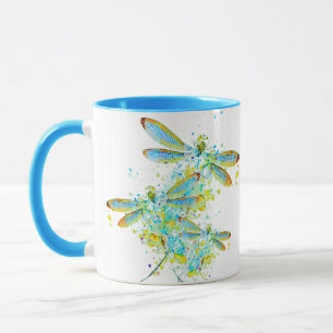 Taza bandeja de libélula verde azulada