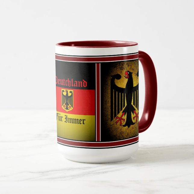 Taza Bandera alemana, águila negra, imprimente de piel  (Anverso derecho)