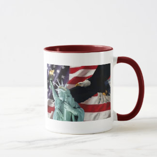 Taza Bandera americana con American Eagle y señora