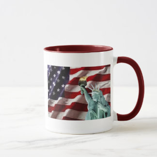 Taza Bandera americana con señora Liberty