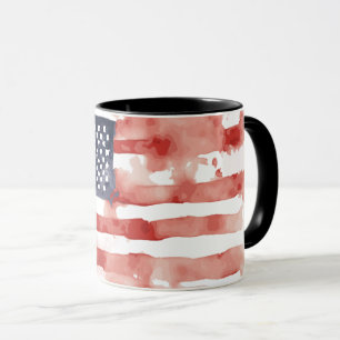 Taza bandera americana de acuarela de cuerpo compl