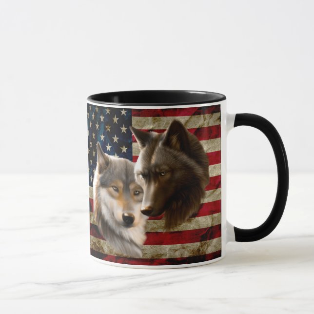 Taza Bandera americana de los lobos (Derecha)