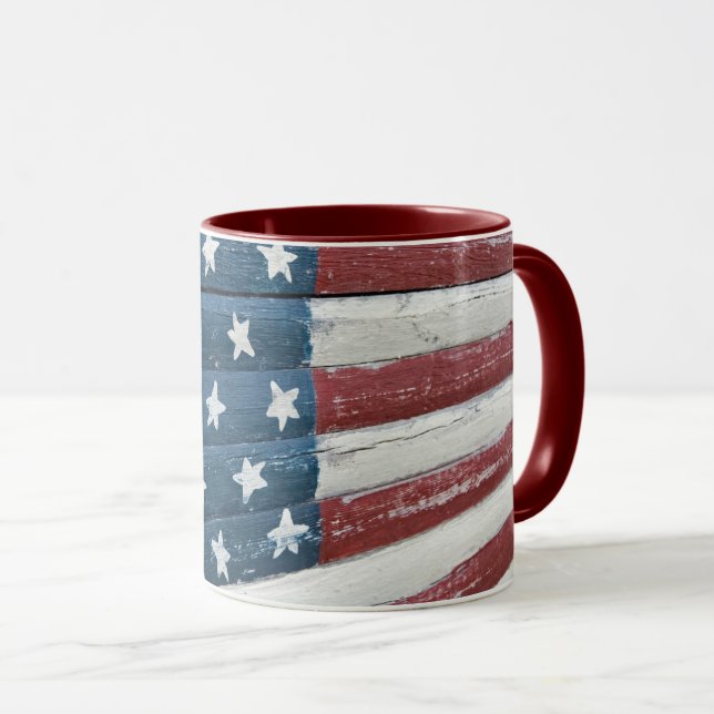 Taza Bandera Americana de Madera (Anverso derecho)