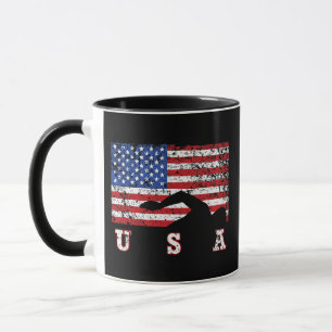 Taza Bandera Americana Natación USA Regalo Equipo Swift