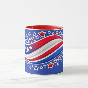 Taza Bandera Americana Ondulada Patriótica con Estrella