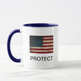 Taza Bandera Americana Proteger el Café Mug