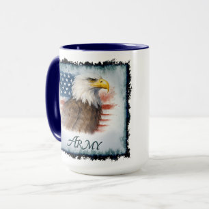 Taza Bandera Americana y Águila del Ejército
