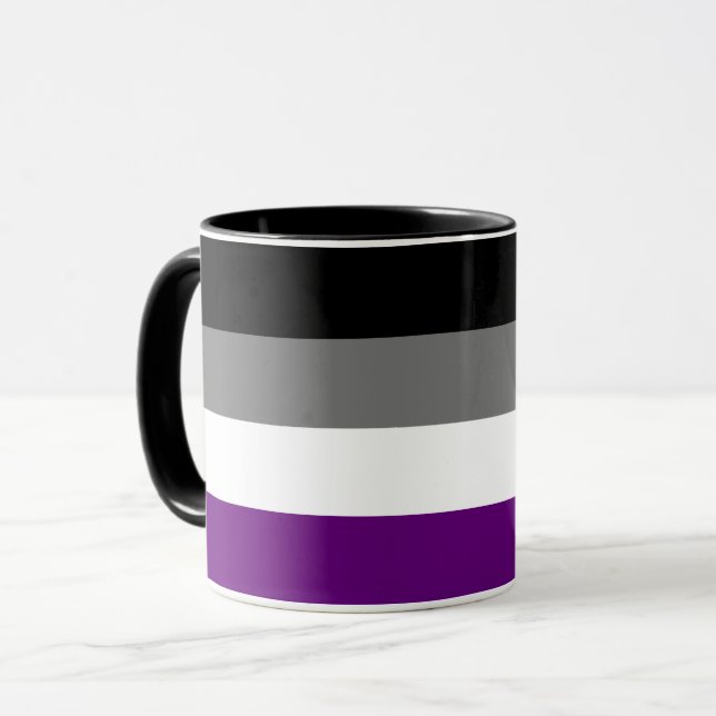 Taza Bandera arco iris del orgullo asexual [ As | Demi  (Anverso izquierdo)