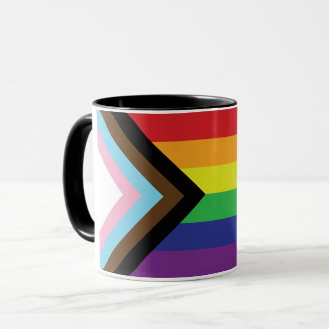 Taza Bandera arcoiris del orgullo gay progresista LGBTQ (Anverso izquierdo)