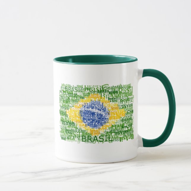 Taza Bandera brasileña - el Brasil textual (Derecha)