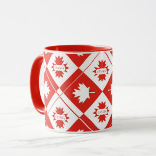 Taza bandera canadiense con hojas de arce