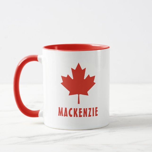 Taza Bandera canadiense Red Maple Leaf Canada Day Name  (Izquierda)