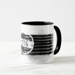 Taza Bandera de acuarela de tinta negra Vintage 1776 pa