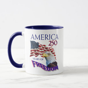 Taza Bandera de América 250 Años de Libertad con Águila