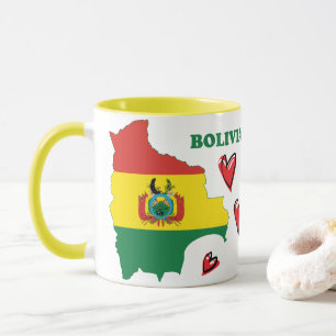 Taza Bandera De Bolivia En El Mapa Del País