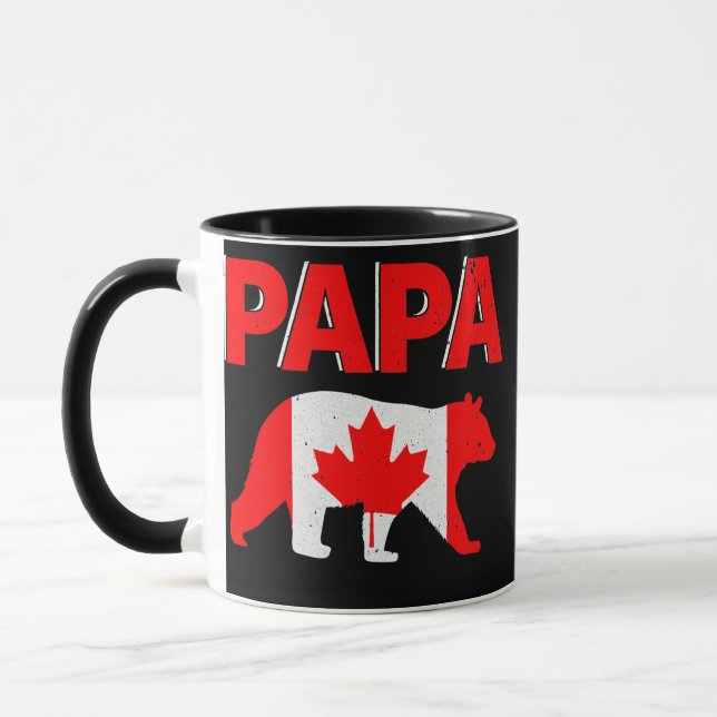 Taza Bandera de Canadá: Papa porta graciosos padres can (Izquierda)